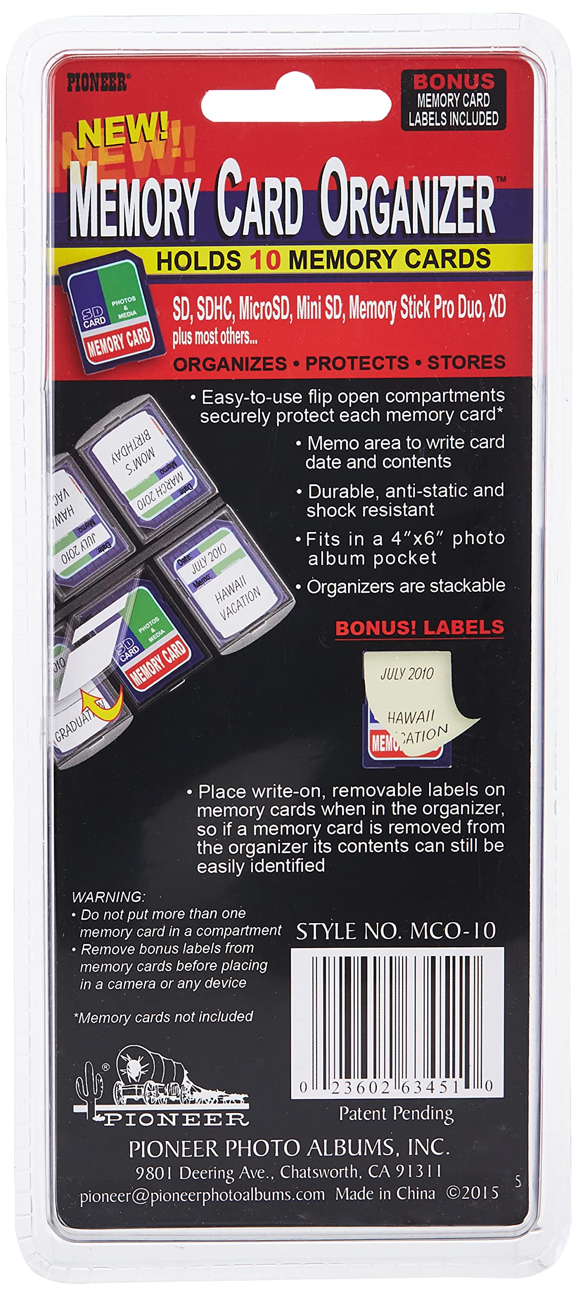 Pioneer Photo Albums Pioneer 10 Compartment Memory Card Organizer